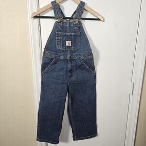 Carhartt Kids Denim Overalls Blue Toddler Size 4 Bib Pants Outdoors Farm Jean
